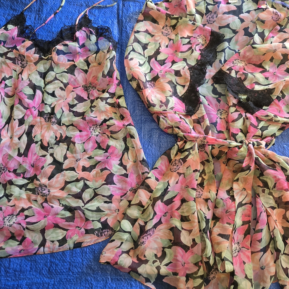 Pink and Green Floral Lingerie with Tropical Pattern